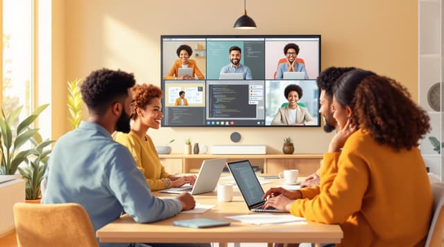 software developers collaborating on code review