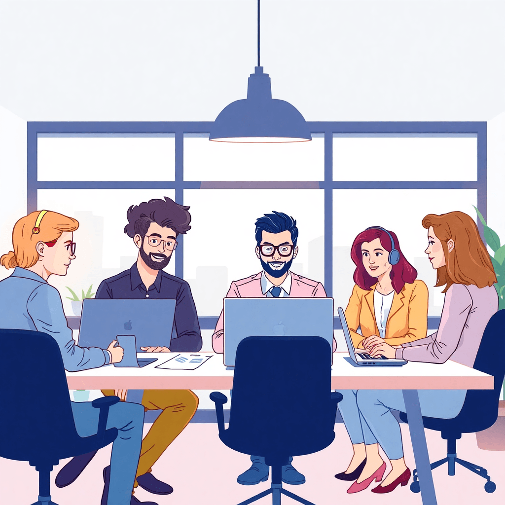 professional diverse team working remotely